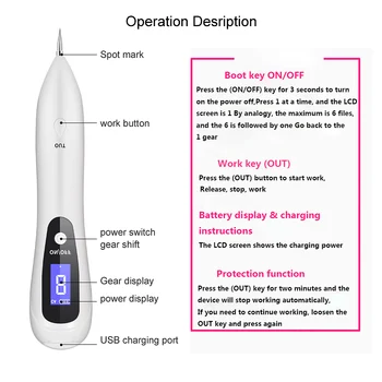 8 level LCD Laser Plasma Pen Remove tattoo/Mole Removal Face skin tag removal Freckle/Wart Dark Spot remover skin care machine 4