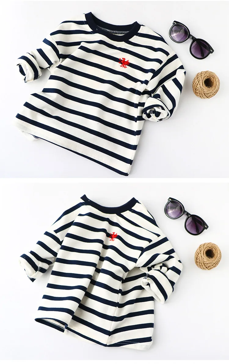 Camisetas para Meninos Listrada de Manga Roupas para 2 7y Primavera Outono Crianças Meninas Comprida t Camisas Casuais Meninos Bc102 8 manga longa listrado t camisas casuais meninos roupas para 2-7y bc102