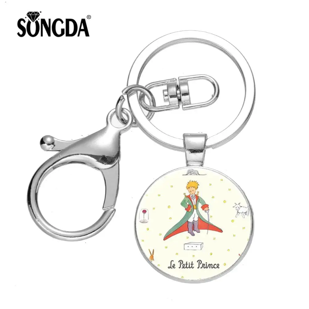 

SONGDA Newest The Little Prince Key Chain Cartoon Fairy Tale Prince Rose Fox Art Pictures Handmade Children Pendant Accessories
