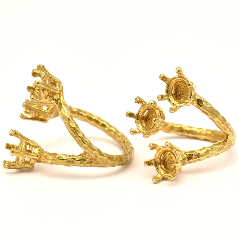 .. 2 шт. Raw BrassAdjustable Ring Settings-(6 коготь заготовки для колец)-3 choose | Украшения и