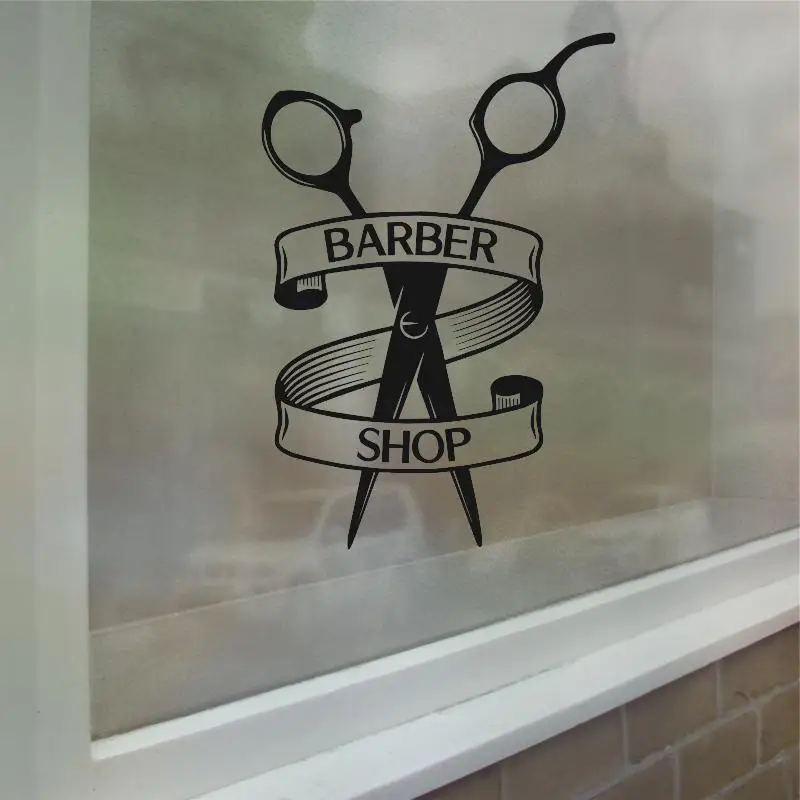 Hombre Barber Shop pegatina tiempo nombre Chop bread Decal haircut posters vinilo Wall Art decalques Ventanas decoracion mural18