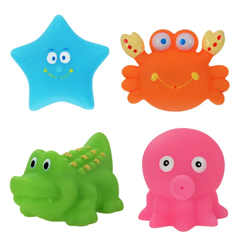 Free Shipping 4pcs Baby Bath Squirters Toy Soft Plastic Bath Tub Water