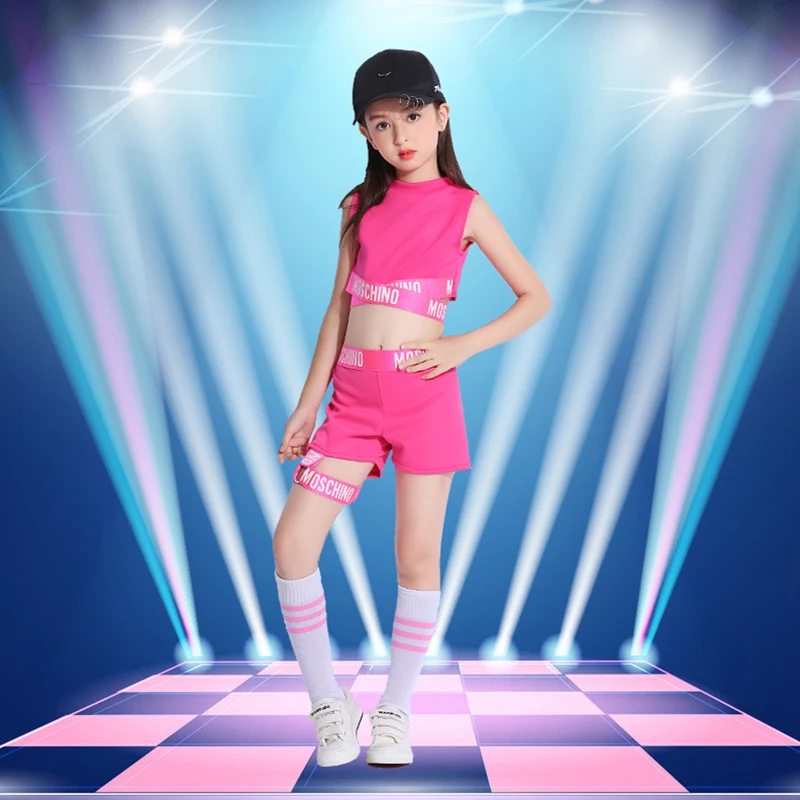 New Jazz Dance Children Performance Costume Casual Hip Hop Stage Wear Dance Costumes Jazzy Dance Wear Europer Kids Clothes