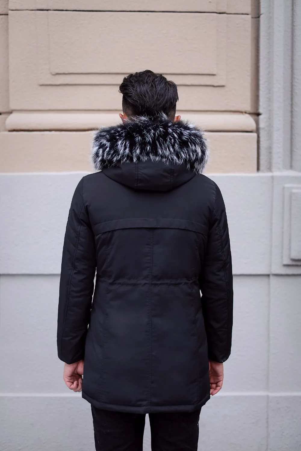 Высококачественное теплое пальто, длинный зимний пуховик с меховым капюшоном, Мужская одежда, повседневные куртки, утепленные парки, мужское большое пальто