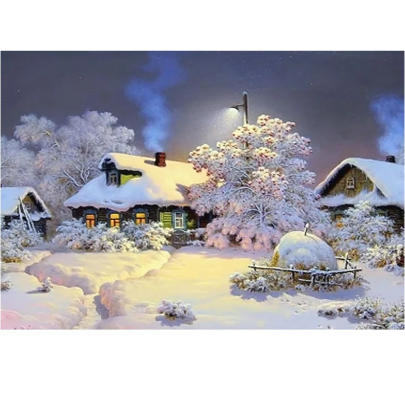 Needlework Diamond Painting Beautiful Snow Winter Landscape Embroidery All Drill Rhinestone Mosaic Picture XU |