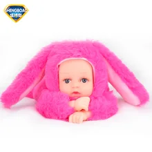 Reborn Baby Rabbit Bear Plush Doll Toys 25CM Open Eyes Cute Baby Dolls with Children Sleeping