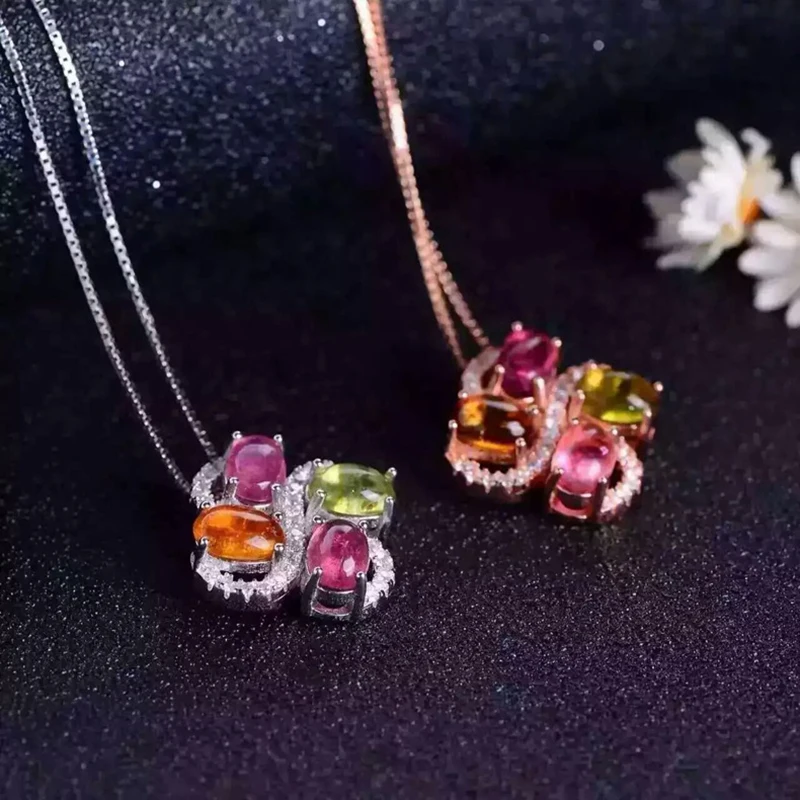 

925 Sterling Silver Oval Opal Flower Pendent Necklace, Ring, Jewelry Set Natural Gemstone 3 x 4 mm