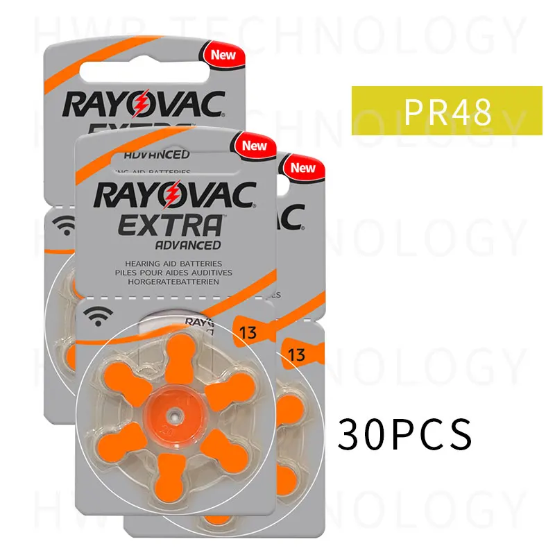 

30x 5(card) Rayovac extra Size 13 a13 p13 PR48 Hearing Aid batteries High Power Zinc Air Cell Button Battery for BTE ITE Hearin