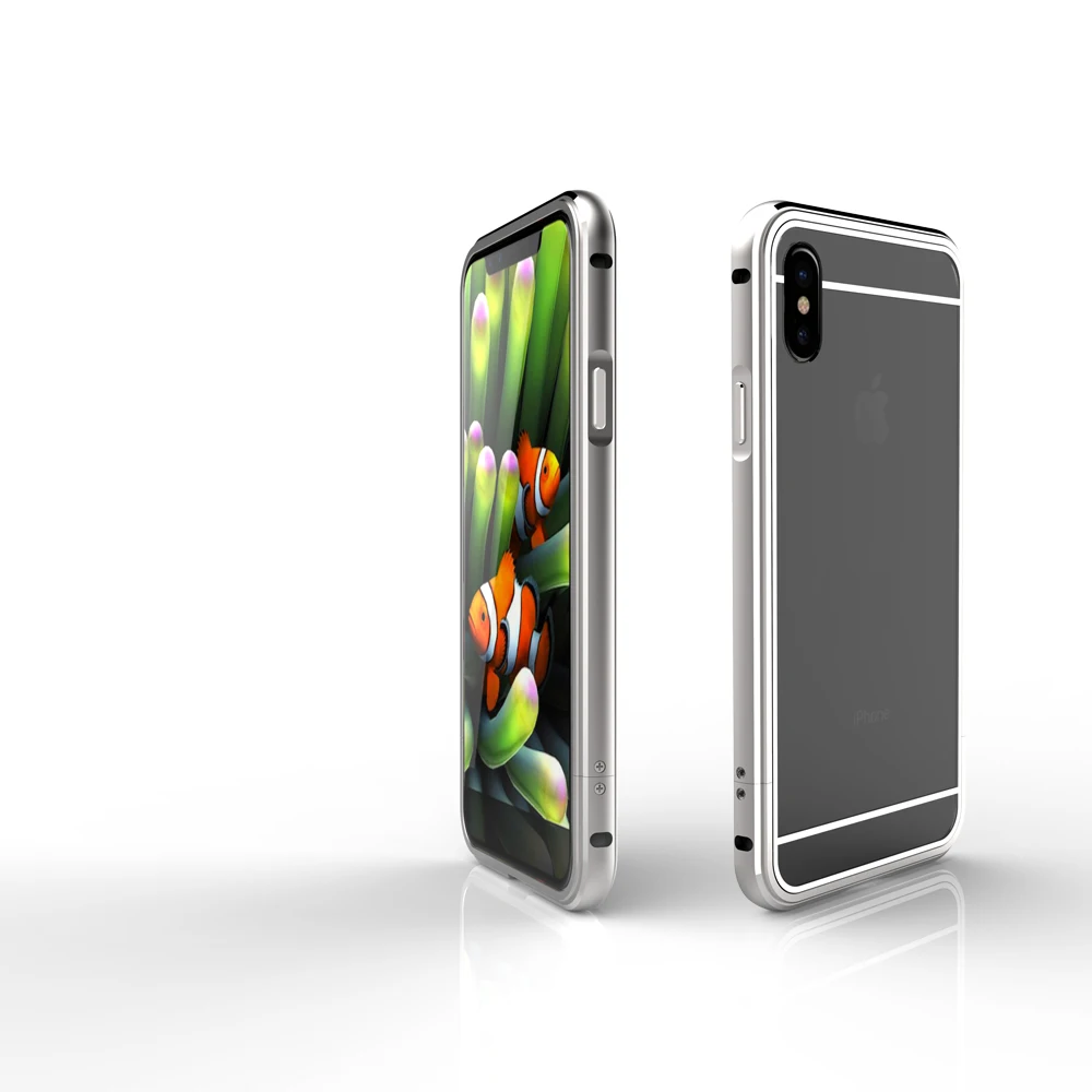 Для iphone x Case Алюминий рамка из металлического сплава тонкий компьютер жесткий чехол для iphone x задняя крышка для iphone x Бампер протектор - Цвет: Серебристый
