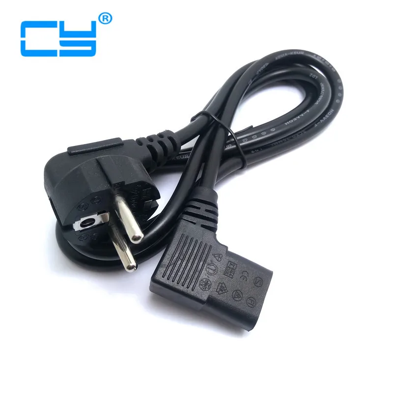 5FT 1.5M C13 IEC Kettle 90 Degree to European 2 pin Round AC EU Plug