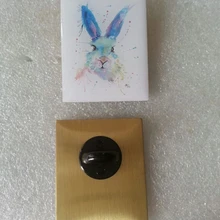 Изготовленная на заказ Печатающая игла s с эпоксидной смолой, брошь на булавке с принтом, кроличьи лапки