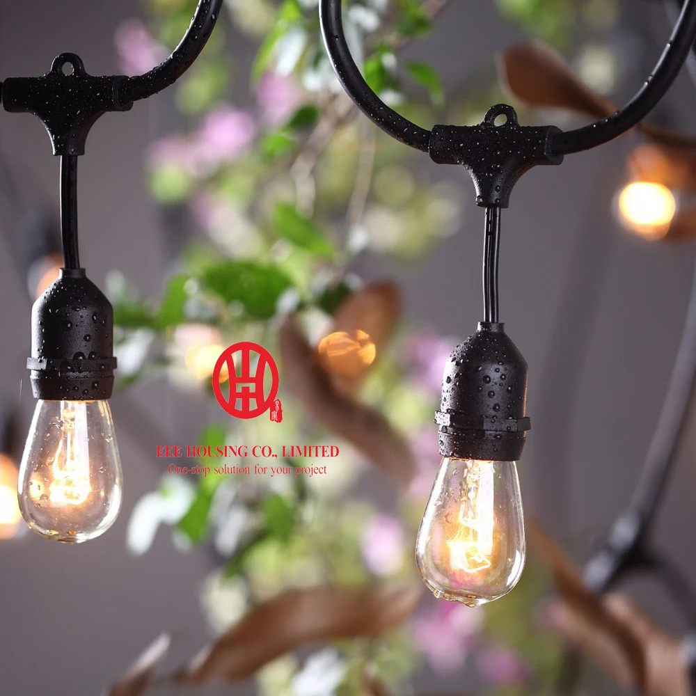 

Waterproof Heavy Duty 15M Outdoor S14 Bulb String lights Connectable Festoon for Party Garden Christmas Holiday Garland Cafe