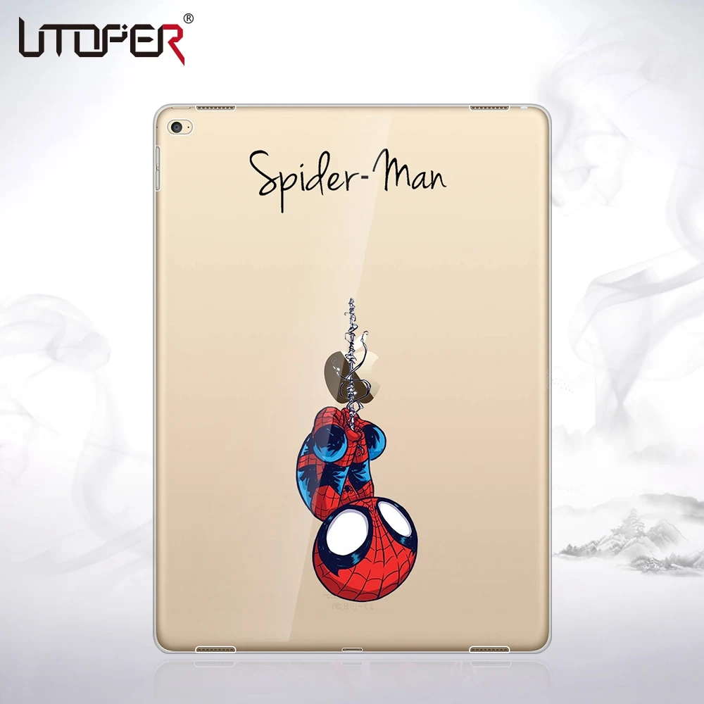 

UTOPER Marvel Heros Case For iPad Air 2 Case Soft Silicon Spiderman Thor Design Case For iPad 6 Cover For iPad Air 2 Case Coque