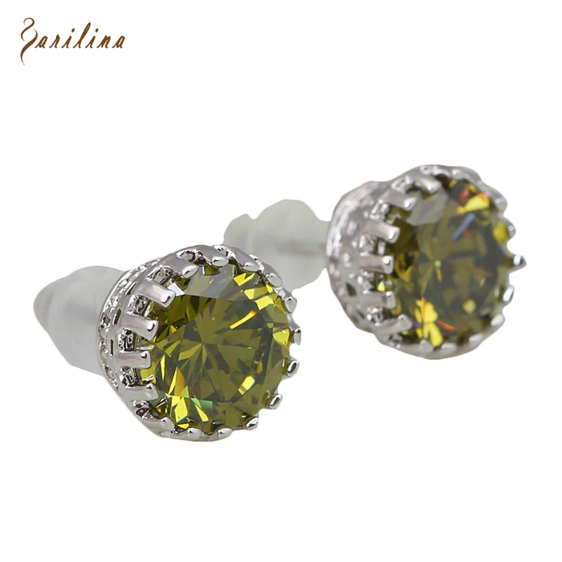 

Wholesale Romantic jewelry Green zircon Morganite Sterling Silver Overlay Stud earrings fashion Cute jewelry E271
