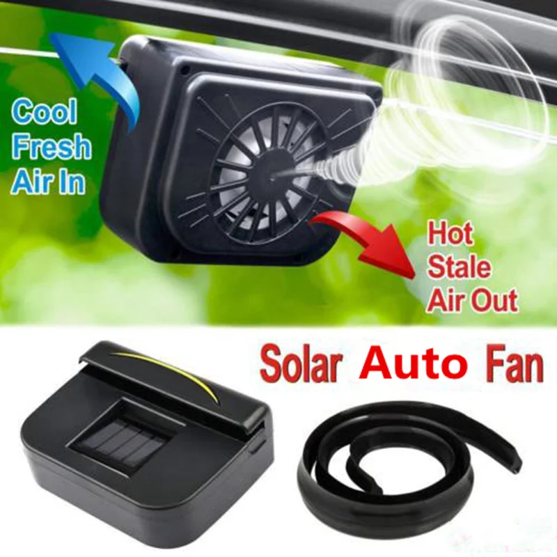 

1Pcs Solar Power Auto Window Fan Air Vent Cooling Fan Ventilation Cooler Radiator Solar Exhaust Fan with Rubber Stripping Car A