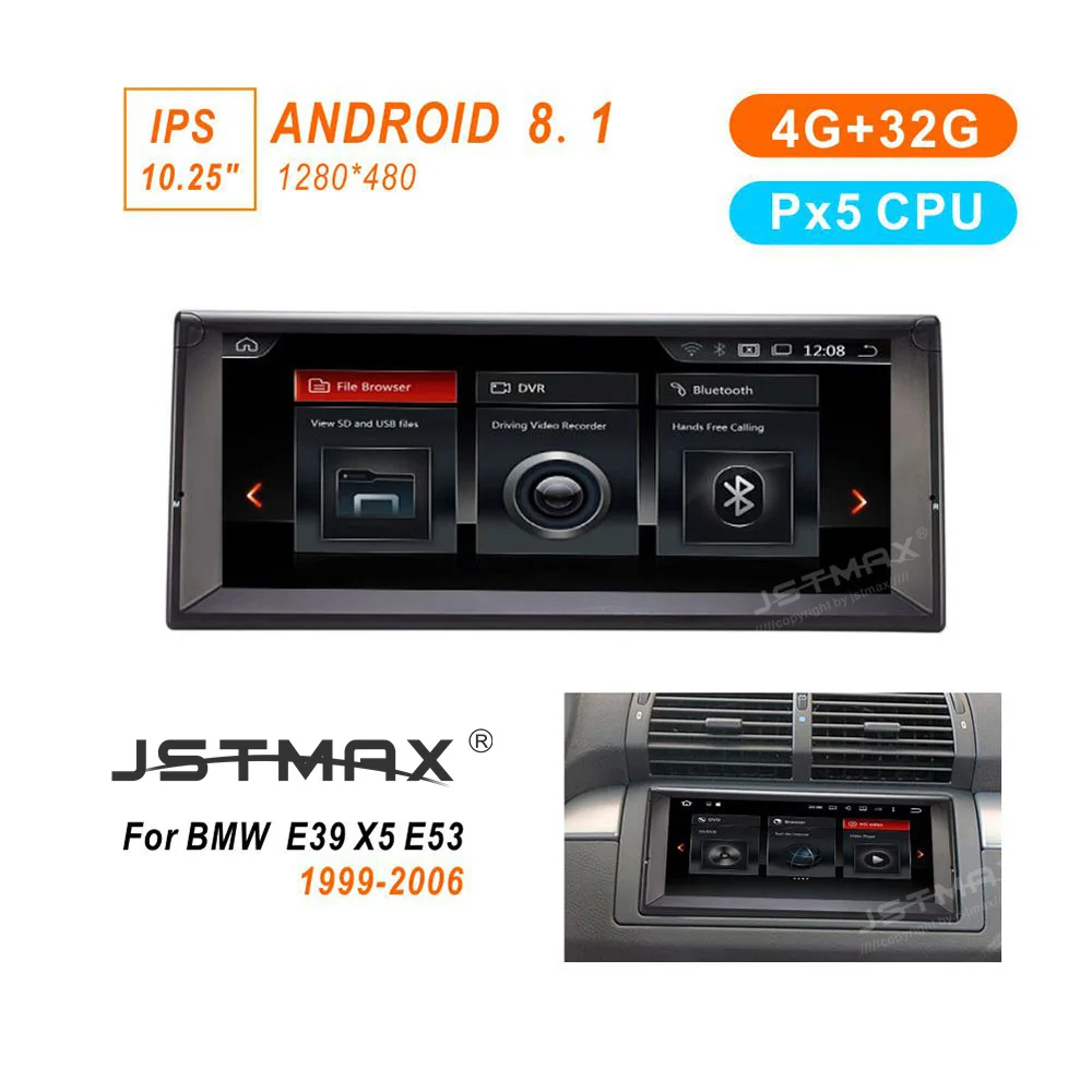 JSTMAX 10,2" Android 9,0 автомобильный gps-навигатор для BMW E39/X5/M5/E38/E53 с Bluetooth RDS радио SWC USB wifi Canbus