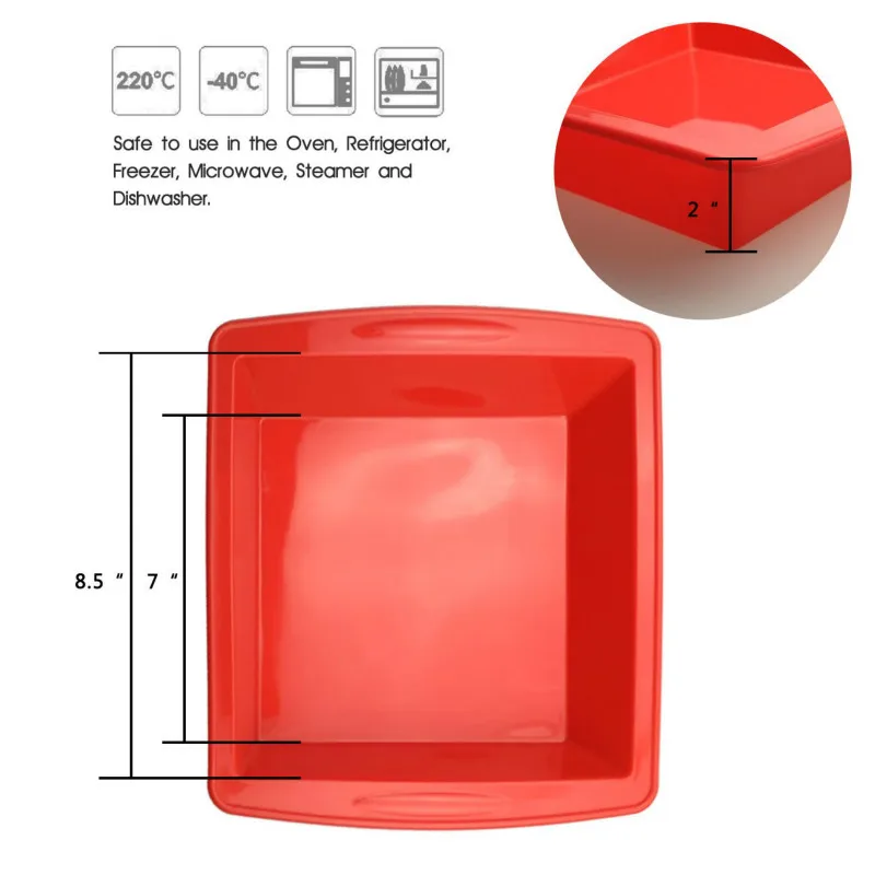 Силиконовая квадратная кастрюля 8," x 8,5" x " антипригарная форма для выпечки противень для печенья случайный цвет