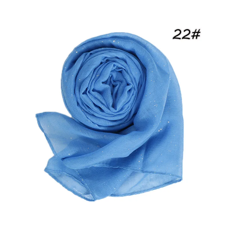 90*180cm fashion muslim women cotton hijab scarf glitter foulard femme musulman shawls islamic headscarf malaysia hijab - Цвет: 22