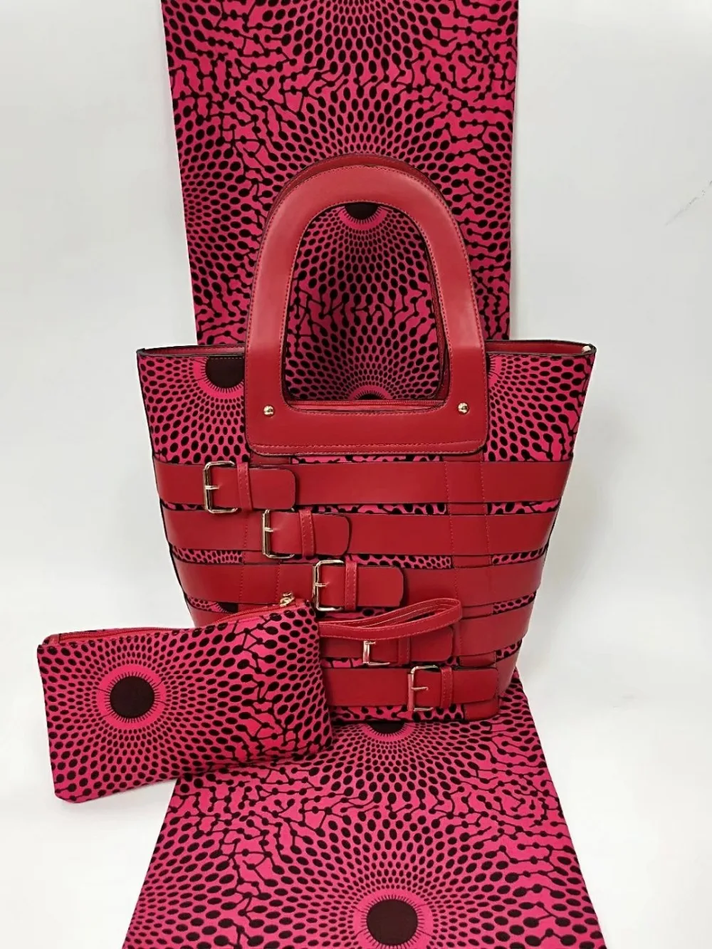 Good quality hollandais wax bags set with 6 yards real dutch wax fabric