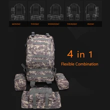 4 in 1 Outdoor Travel Mountaineering Bag Waterproof Backpack Molle Climbing Hiking Road Rucksack Flexible Combination Set