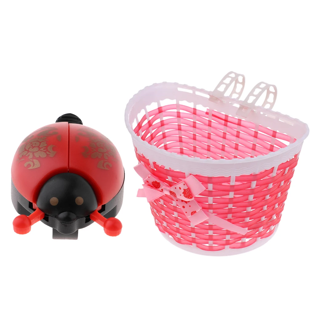 2Pcs/Set Children Kids Girl Bike Front Basket Bicycle Shopping Stabilizer + Bell Horn Safety Alarm Bicycle Accessories