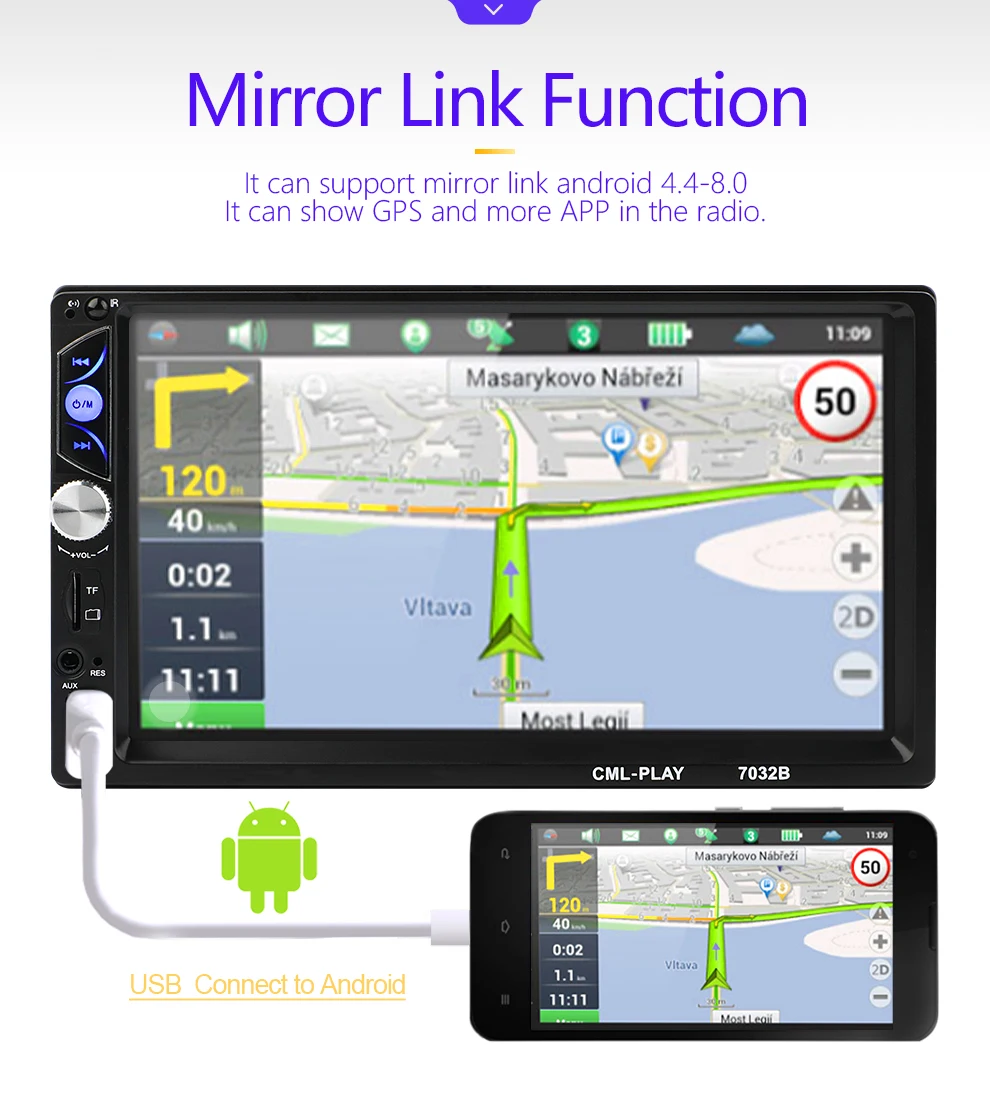 Mirror link Android 9,0 2 din автомобильное радио Авторадио 7 ''мультимедийный плеер Bluetooth handsfree FM/TF/USB камера заднего вида автомобильное радио