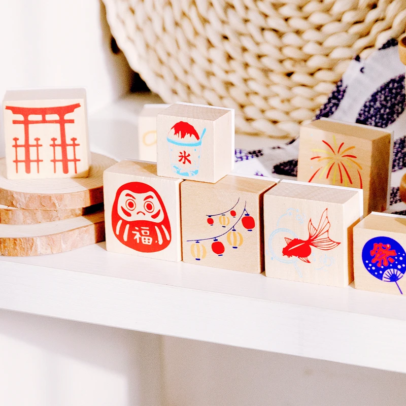 1 шт. японская Летняя серия деревянный Резиновый Штамп Дети diy ручной работы