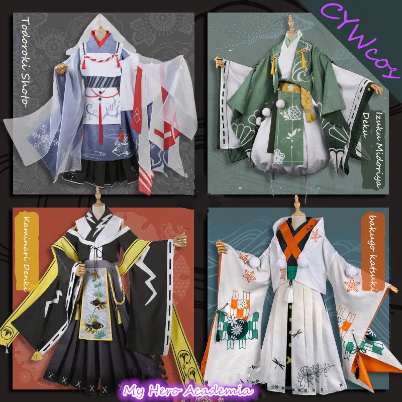 

Anime My Hero Academia Izuku Midoriya Deku bakugo katsuki Todoroki Shoto Kaminari Denki Cosplay Costume Flower Festival Kimono