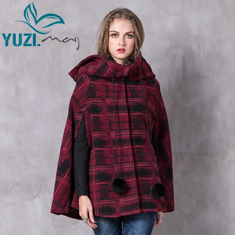 Зимнее женское пальто 2017 Yuzi. Мая Boho шерстяной женский пиджак с капюшоном
