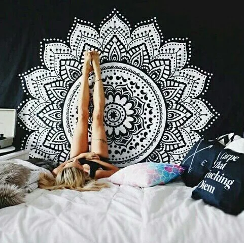 

India Beautiful Mandera Flora Wall Hanging Decorative Printed Tapestry Blanket Bedspread Yoga Mat Table Cloth Home Bedding