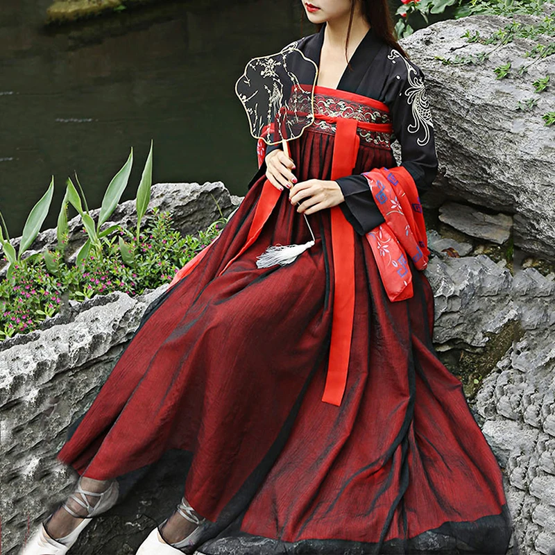 Китайский Hanfu для женщин древний народный танцевальный костюм сцены праздничный