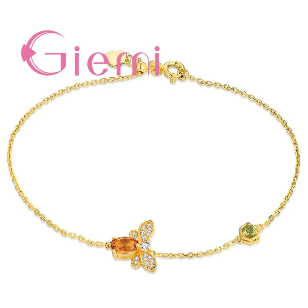

Drop Shipping Gold Color Animal Bee Charms Design Bracelet For Women Lobster Birthday Bijoux Jewelry Wholesale