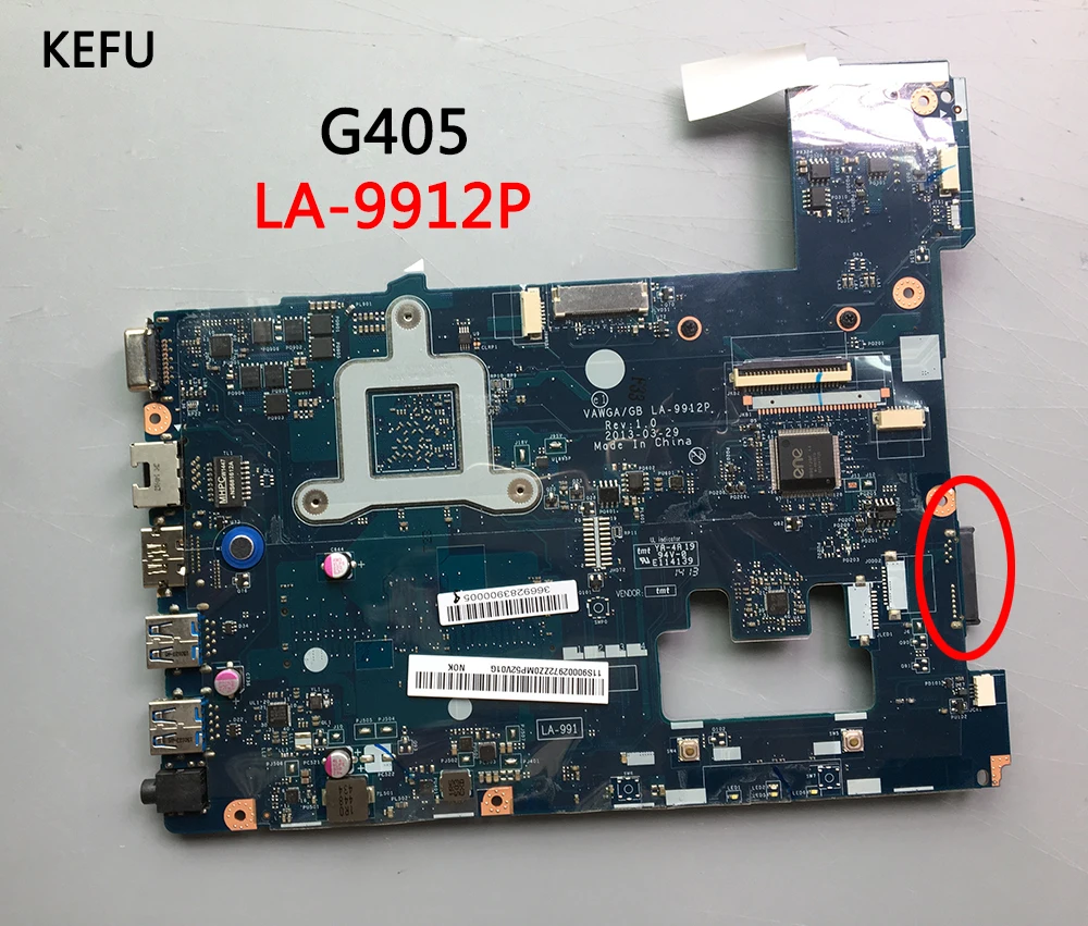 Kefu LA-9912P материнская плата для lenovo G405 Материнская плата ноутбука LA-9912P с cpu работает хорошо conditon