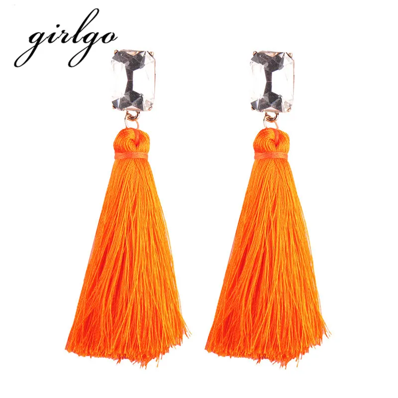 

Girlgo Boho Charm Jewelry New Fashion Long Tassel Statement Earrings For Women Wedding Fringed Women Bohemian Hot Sale Earrings