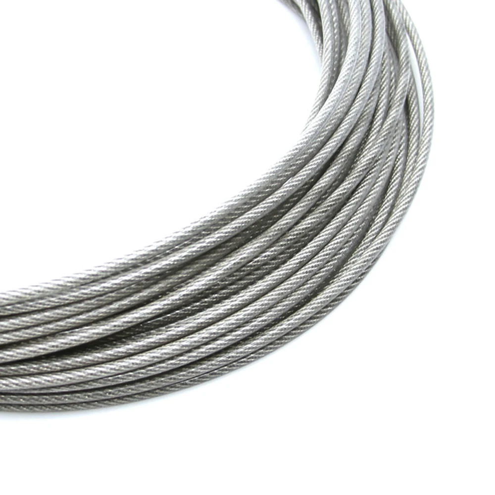 304 Stainless Steel Covered Rubber Wire Rope Clothes Drying Rope Soft Plastic Coated Steel Wire rope 100 Meters Diameter 0.6mm