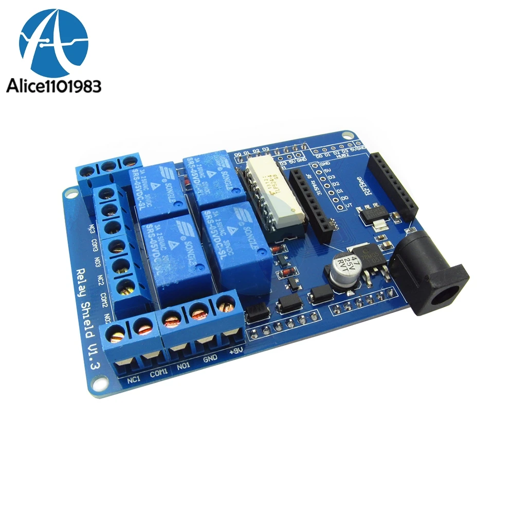 4 канальный 5 вольтовый релейный модуль расширения 4CH V1.3 совместимый с Arduino UNO Nano R3