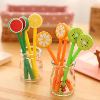 

1 x novelty fruit orange black gel pen writing pen stationery canetas material escolar school supplies papelaria