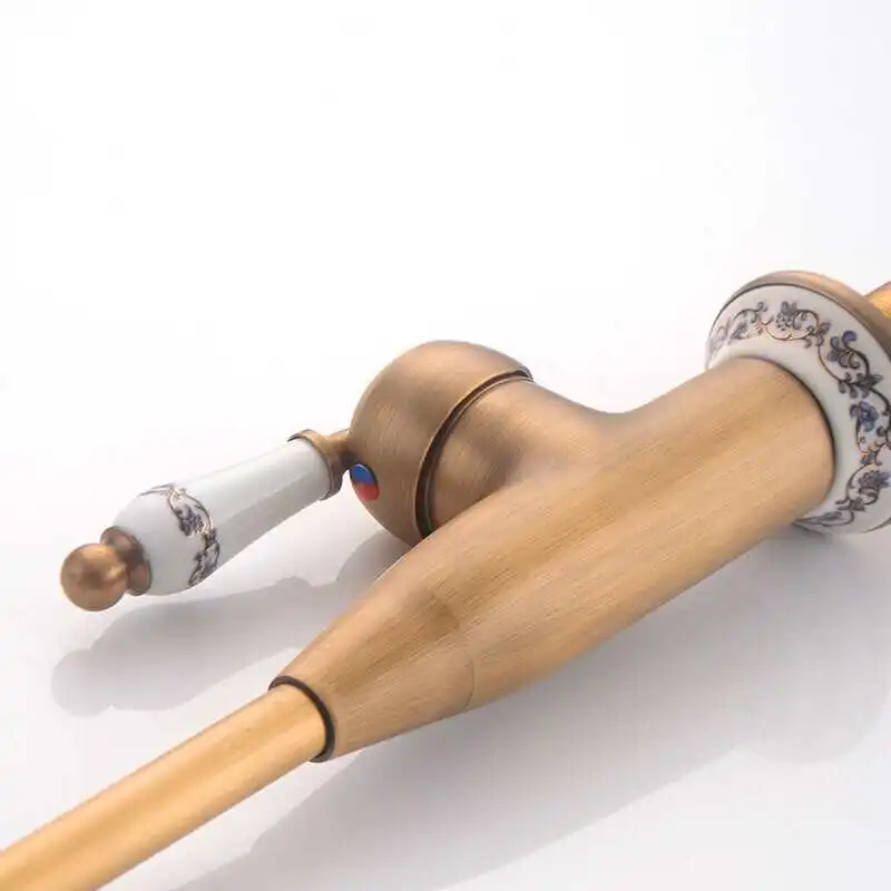 Kitchen Faucet Antique Brass Swivel Bathroom Basin Sink Mixer Tap With Ceramic Crane Hot & Cold Kitchen Sink Faucet Water Mixer