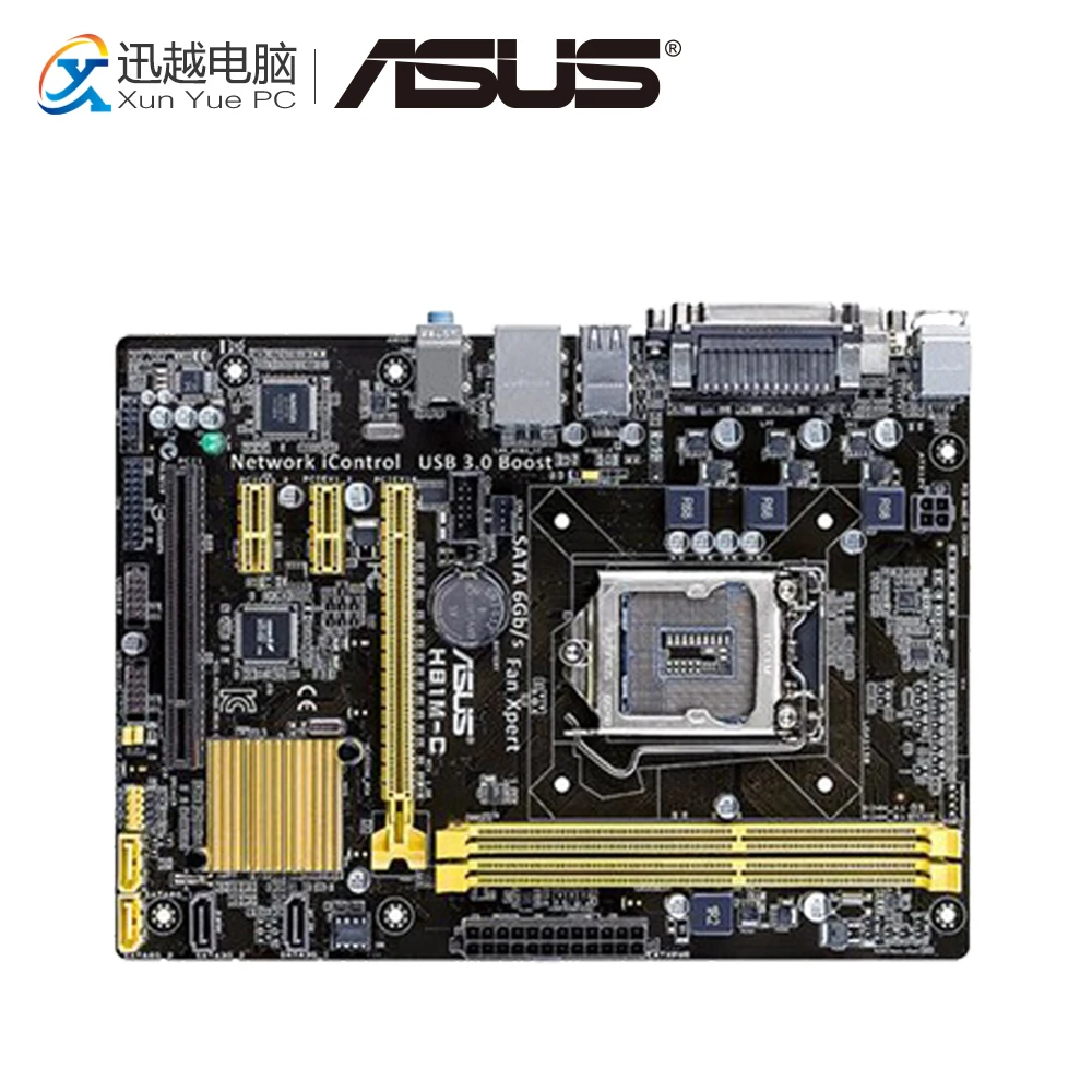 

Asus H81M-C Desktop Motherboard H81 LGA 1150 For Core i7 i5 i3 DDR3 16G SATA3 USB3.0 VGA DVI Micro-ATX Original Used Mainboard