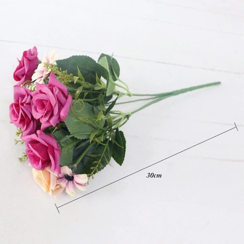 JAROWN Simulation Rose Bouquet Artificial Silk Flowers Fake Flower Art Decoration For Wedding Home Office Desktop Placement (23)