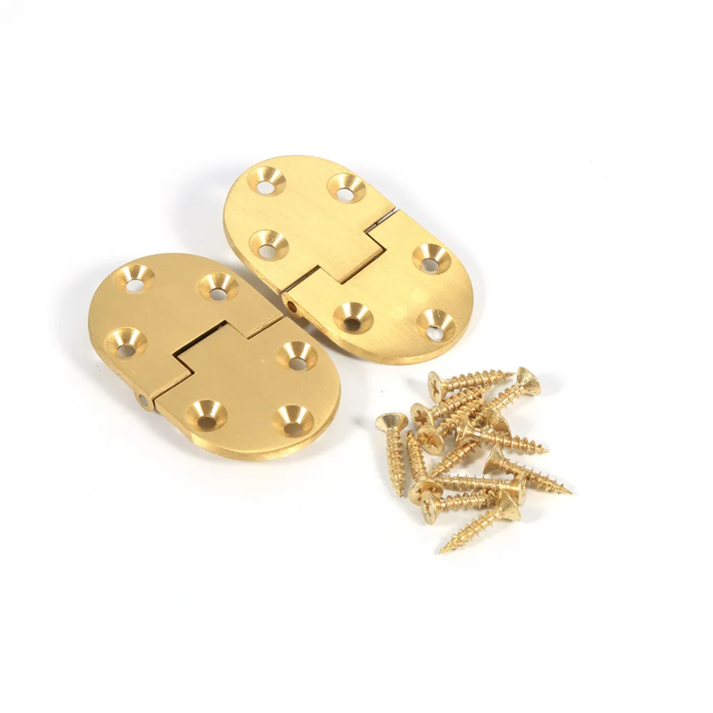 

2Pcs Brass Butler Tray Hinge Round Edge 2-1/2"x1-1/2" With Screws Folding Flap Hardware for Furniture