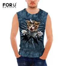 FORUDESIGNS майка Мужская одежда для фитнеса забавная для кошек собак Печать Летний тренировочный жилет без рукавов хипстерские жилеты плюс размер s-xxl