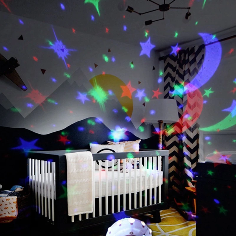 НЛО форма музыка звездная звезда Миньоны проекционный ночной Светильник Романтический вращающийся светодиодный USB Батарея настольная лампа для ребенка Дети спящие