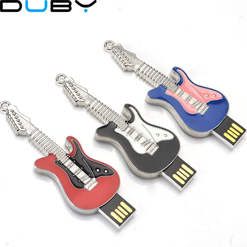 

Crystal metal electric guitar U disk 4GB 8GB 16GB 32GB mini cute boys and girls gift usb flash drive