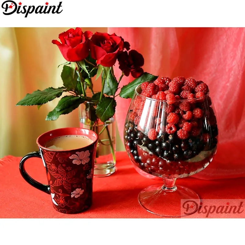 

Dispaint Full Square/Round Drill 5D DIY Diamond Painting "Flower fruit coffee" 3D Embroidery Cross Stitch Home Decor Gift A11582