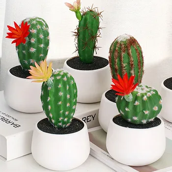 

Creative Simulation Succulent Mini Bonsai Set Artificial Cactus Potted Fake Flowers for Home Office Table Decoration Ornaments