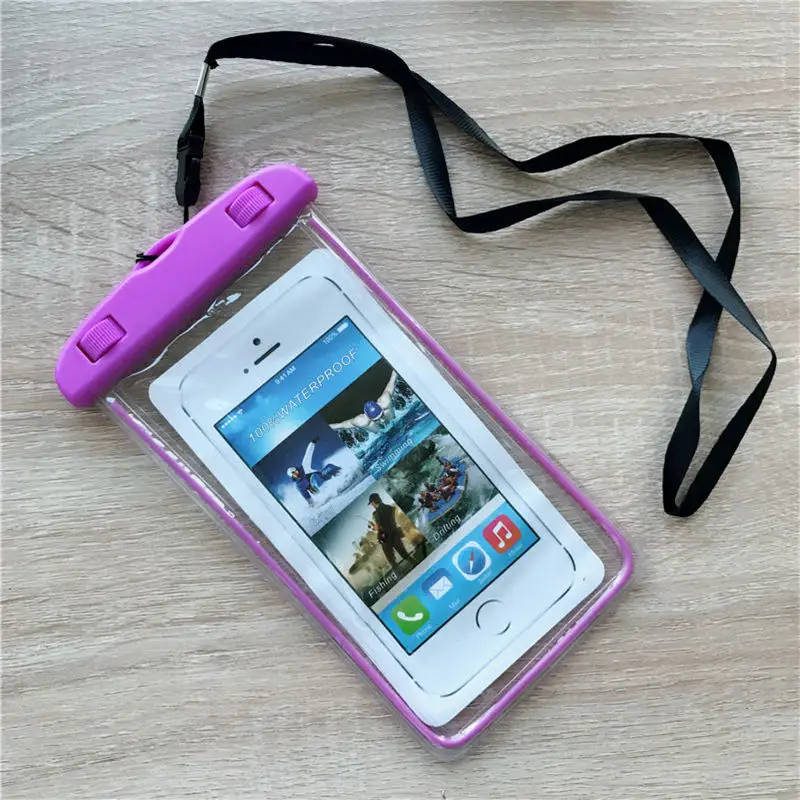 Водонепроницаемый сумка с световой подводный чехол телефона чехол для iphone 6s 7 универсальный плавание сумки для всех моделей 3,5 дюймов-6 дюймов