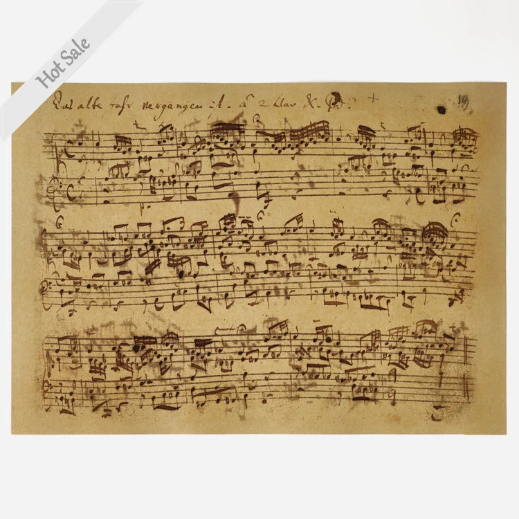 

Vintage poster retro print painting Old Classic Sheet music Note Living room wall sticker print home decor 42x30cm ZJP-M156