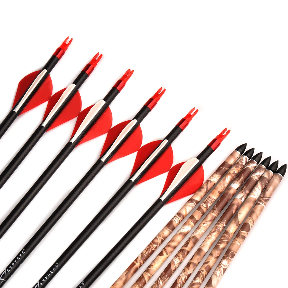 Seta de Carbono Ponta de Seta para Arco e Flecha de Caça 250 com Mutável 24 Polegadas 3 k Pure Coluna Composto Arco Tiro 6 - 12 Pcs 32 3 k Pure Seta De Carbono Coluna 250