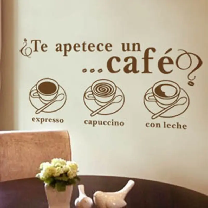 Te apetece un cafe Spanish language vinyl Wall decals Stickers for Dining Room Kitchen wall window decoration sp12 wall stickers